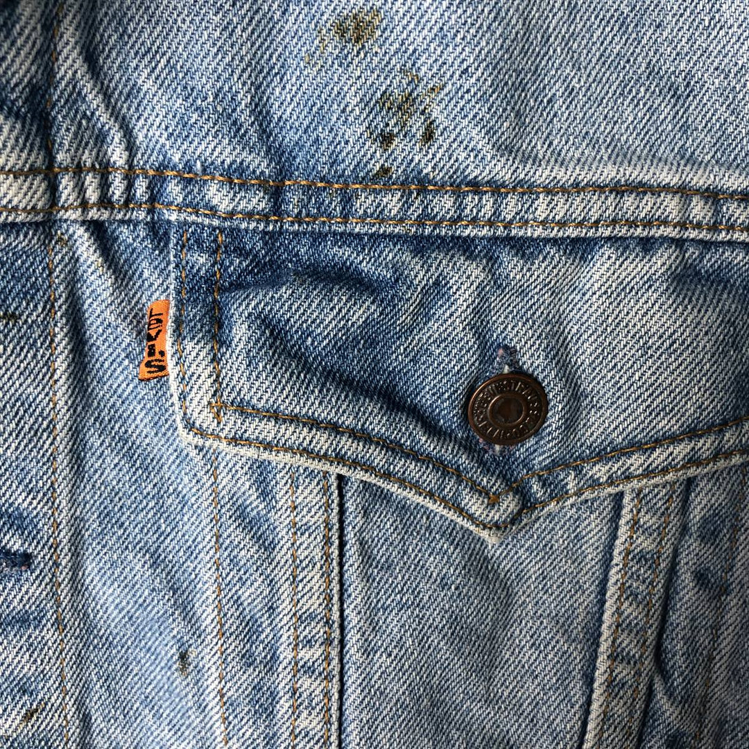 90'S Levi's Orange Tab Denim Jacket, Men's Size L, Long Sleeve, Vintage unclear Blue type light blue Vintage Second Hand