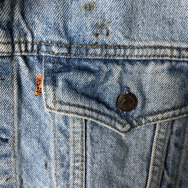 90'S Levi's Orange Tab Denim Jacket, Men's Size L, Long Sleeve, Vintage unclear Blue type light blue Vintage Second Hand