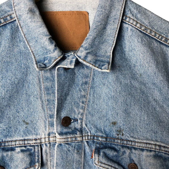 90'S Levi's Orange Tab Denim Jacket, Men's Size L, Long Sleeve, Vintage unclear Blue type light blue Vintage Second Hand