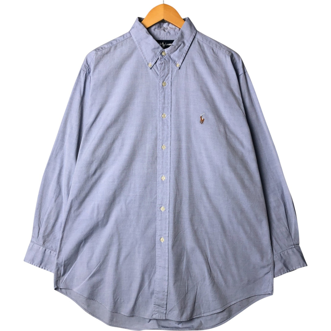 Ralph Lauren YARMOUTH long sleeve button down shirt, men's size L cotton Blue type light blue Vintage Second Hand