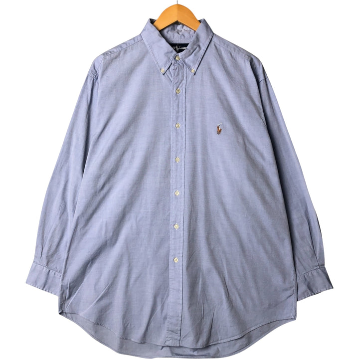 Ralph Lauren YARMOUTH long sleeve button down shirt, men's size L cotton Blue type light blue Vintage Second Hand