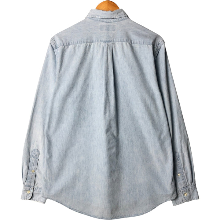 Ralph Lauren Custom Fit Long Sleeve Chambray Shirt, Men's Size L cotton Blue type light blue Vintage Second Hand