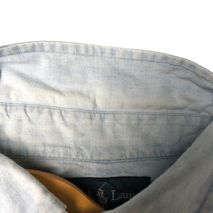 Ralph Lauren Custom Fit Long Sleeve Chambray Shirt, Men's Size L cotton Blue type light blue Vintage Second Hand