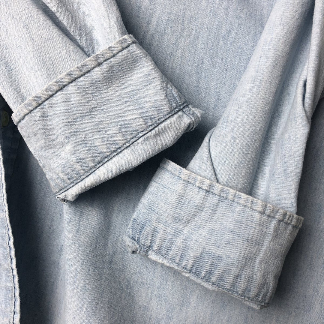 Ralph Lauren Custom Fit Long Sleeve Chambray Shirt, Men's Size L cotton Blue type light blue Vintage Second Hand