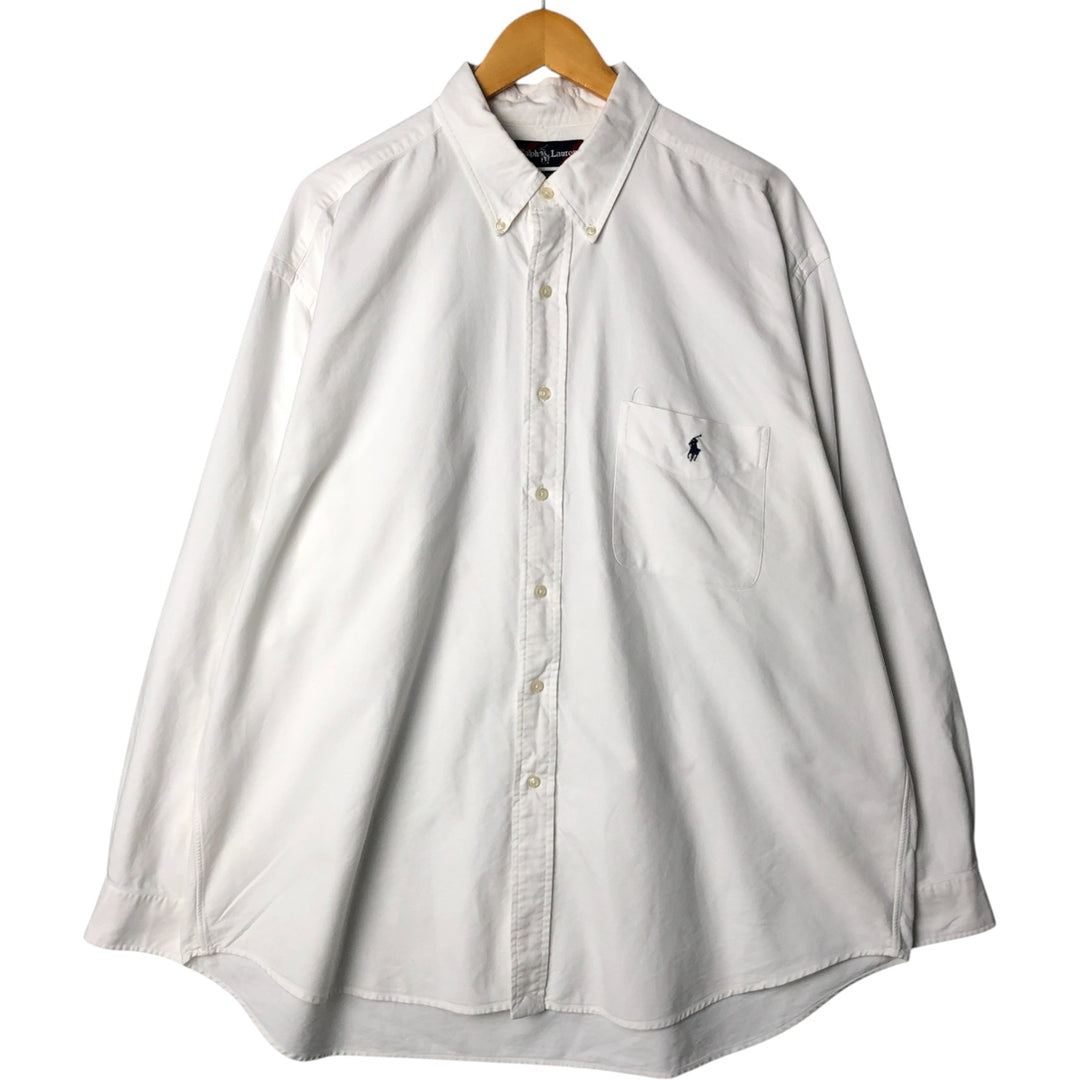 Ralph Lauren BIG SHIRT Long sleeve button down shirt Men's XL size cotton white type Vintage Second Hand