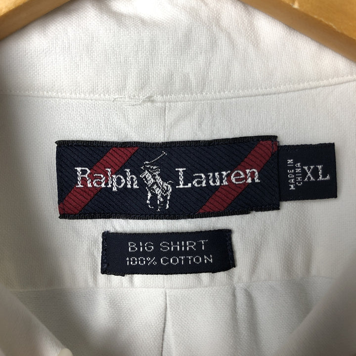 Ralph Lauren BIG SHIRT Long sleeve button down shirt Men's XL size cotton white type Vintage Second Hand