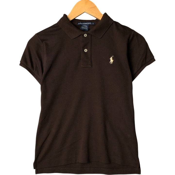 Ralph Lauren RALPH LAUREN SPORT SLIM FIT short-sleeved polo shirt, women's size M cotton brown type Vintage Second Hand