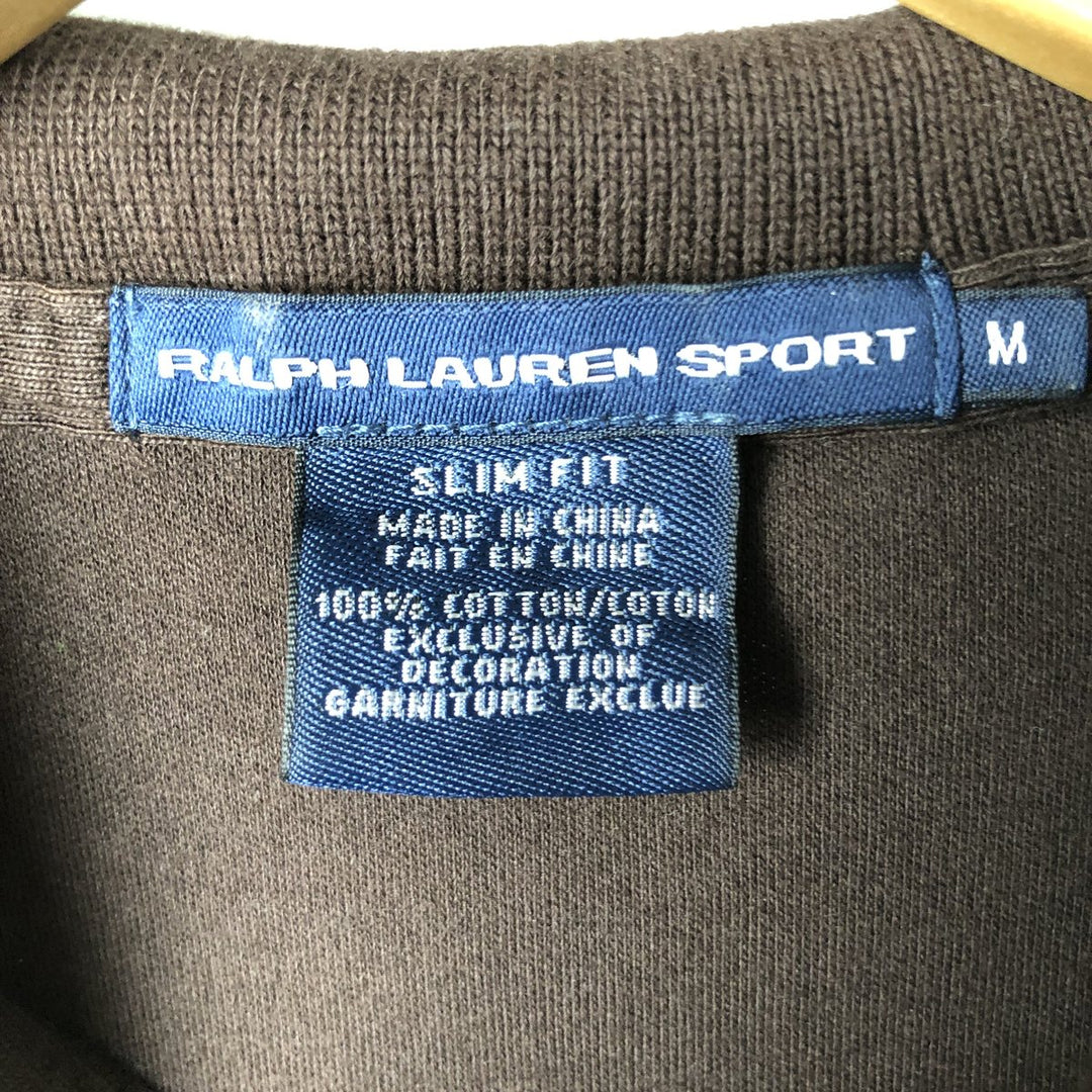 Ralph Lauren RALPH LAUREN SPORT SLIM FIT short-sleeved polo shirt, women's size M cotton brown type Vintage Second Hand