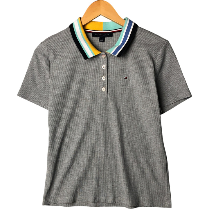 Tommy Hilfiger Women's Short Sleeve Polo Shirt, Size L cotton gray type Vintage Second Hand
