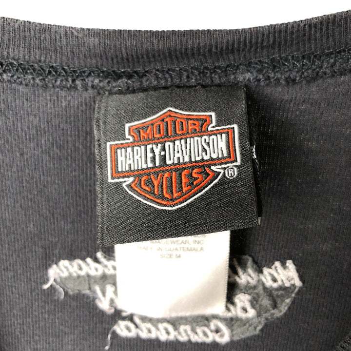 Harley-Davidson Skull Pattern Long Sleeve T-Shirt with Rhinestones, Women's Size Medium cotton black type Vintage Second Hand