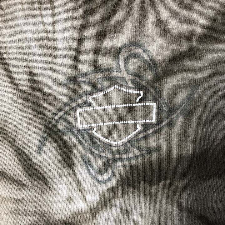 2000'S Harley-Davidson 3/4 Sleeve Tie-Dye T-Shirt, Made in USA, Women's Size L cotton beige type brown Vintage Second Hand