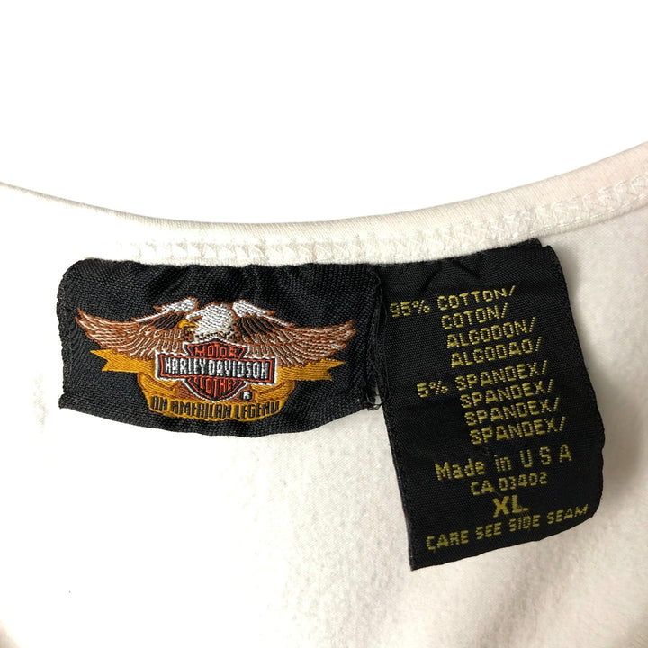 Harley-Davidson Long Sleeve T-Shirt Made in USA Women's XL cotton white type Vintage Second Hand