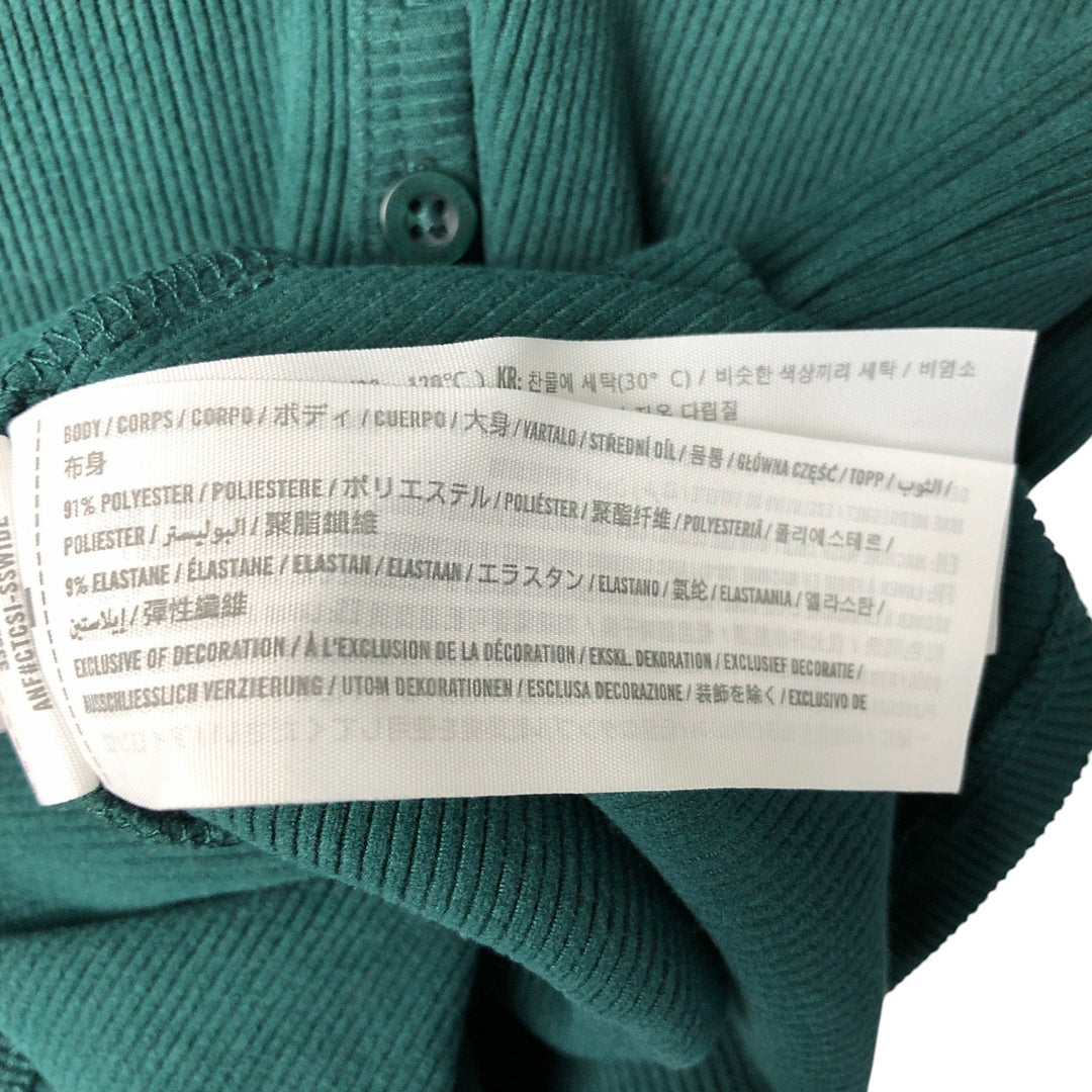 HOLLISTER Henley Neck Cropped Long T-Shirt, Women's Size Medium polyester green type Vintage Second Hand