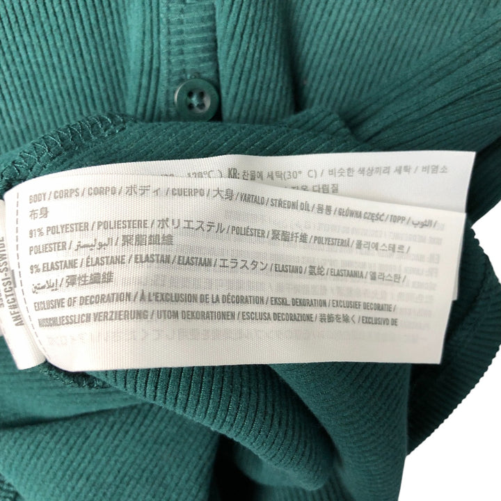HOLLISTER Henley Neck Cropped Long T-Shirt, Women's Size Medium polyester green type Vintage Second Hand