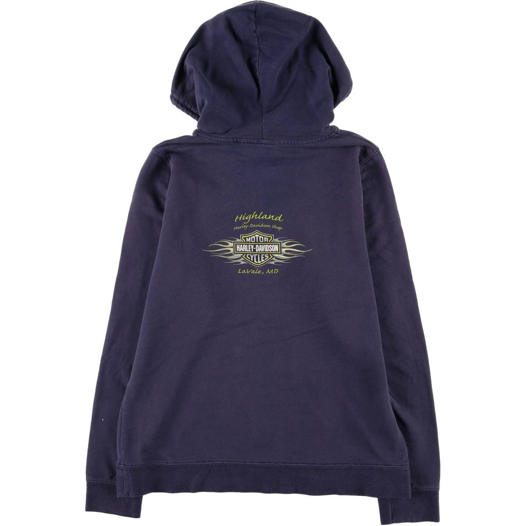 2000'S Harley-Davidson slit-neck Advertising pullover sweatshirt, Made in USA, Women's size L cotton navy blue type Vintage Second Hand