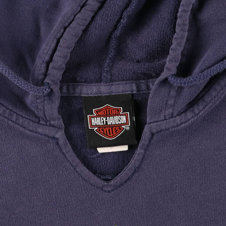 2000'S Harley-Davidson slit-neck Advertising pullover sweatshirt, Made in USA, Women's size L cotton navy blue type Vintage Second Hand