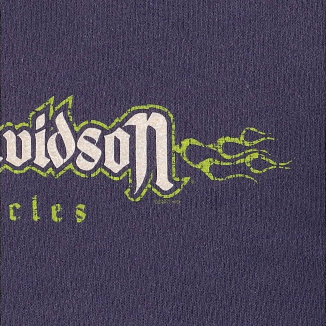 2000'S Harley-Davidson slit-neck Advertising pullover sweatshirt, Made in USA, Women's size L cotton navy blue type Vintage Second Hand