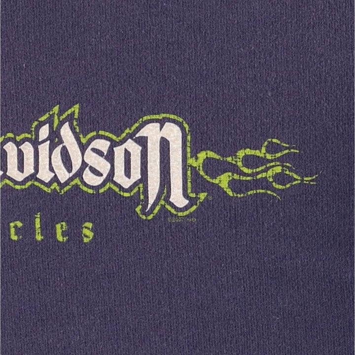 2000'S Harley-Davidson slit-neck Advertising pullover sweatshirt, Made in USA, Women's size L cotton navy blue type Vintage Second Hand