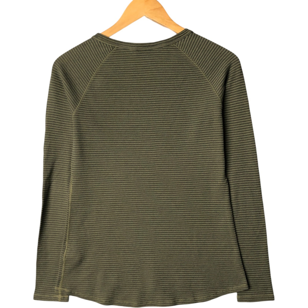 THE NORTH FACE Striped Pattern Long Sleeve T-Shirt, Women's, Size M cotton Khaki type Vintage Second Hand