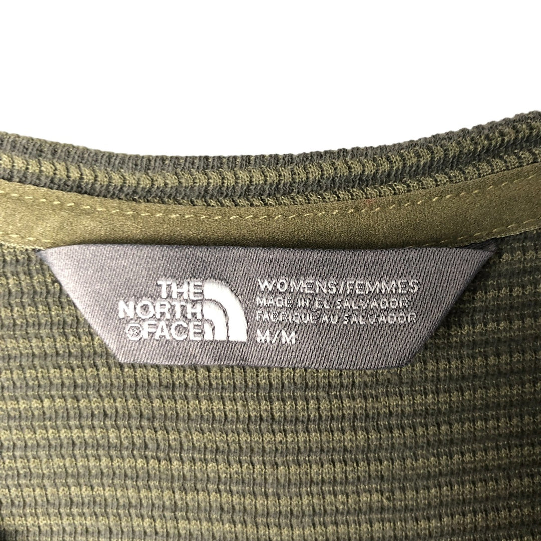 THE NORTH FACE Striped Pattern Long Sleeve T-Shirt, Women's, Size M cotton Khaki type Vintage Second Hand