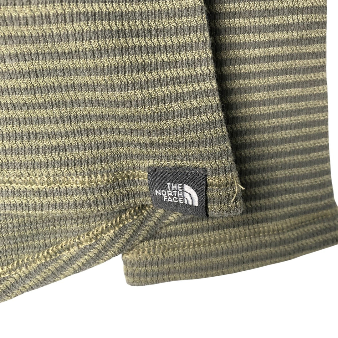 THE NORTH FACE Striped Pattern Long Sleeve T-Shirt, Women's, Size M cotton Khaki type Vintage Second Hand
