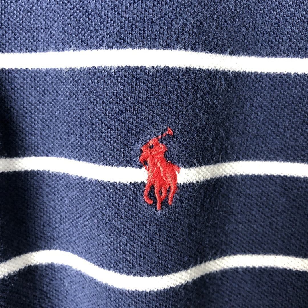 Ralph Lauren POLO by Ralph Lauren short-sleeved striped polo shirt, women's size L cotton navy blue type Vintage Second Hand