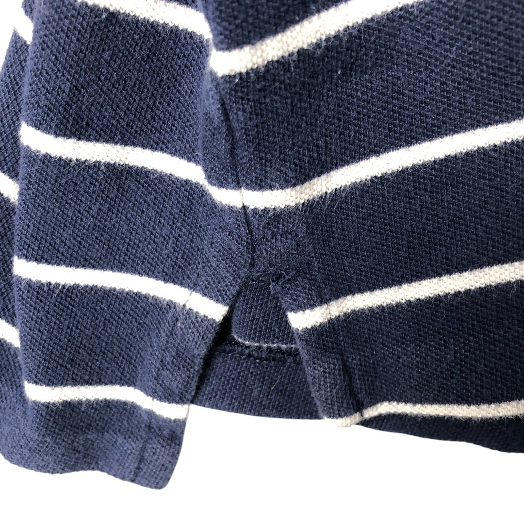 Ralph Lauren POLO by Ralph Lauren short-sleeved striped polo shirt, women's size L cotton navy blue type Vintage Second Hand