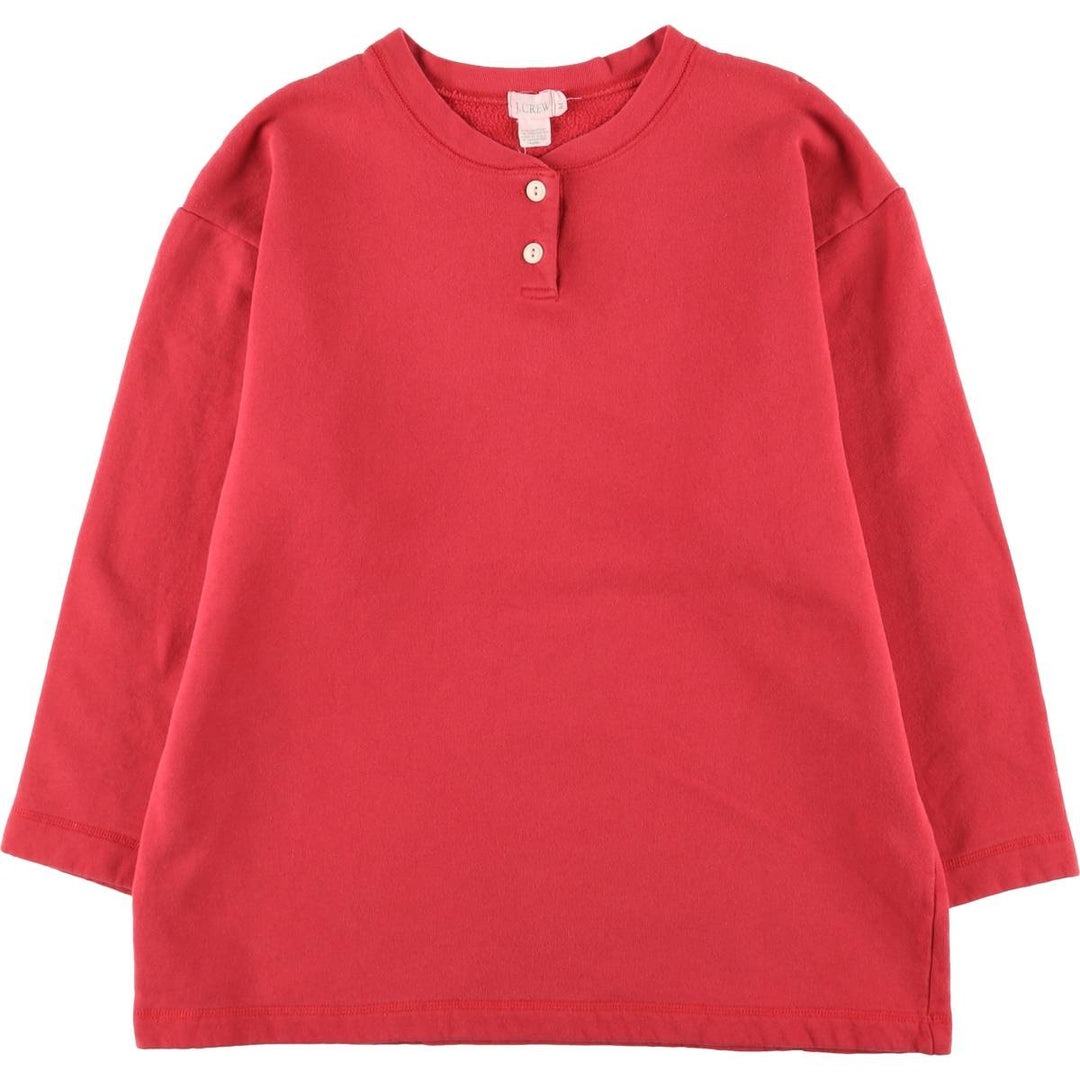 Vintage 90'S J.Crew Henley sweatshirt, Made in USA, Men's Size Medium cotton red type Vintage Second Hand