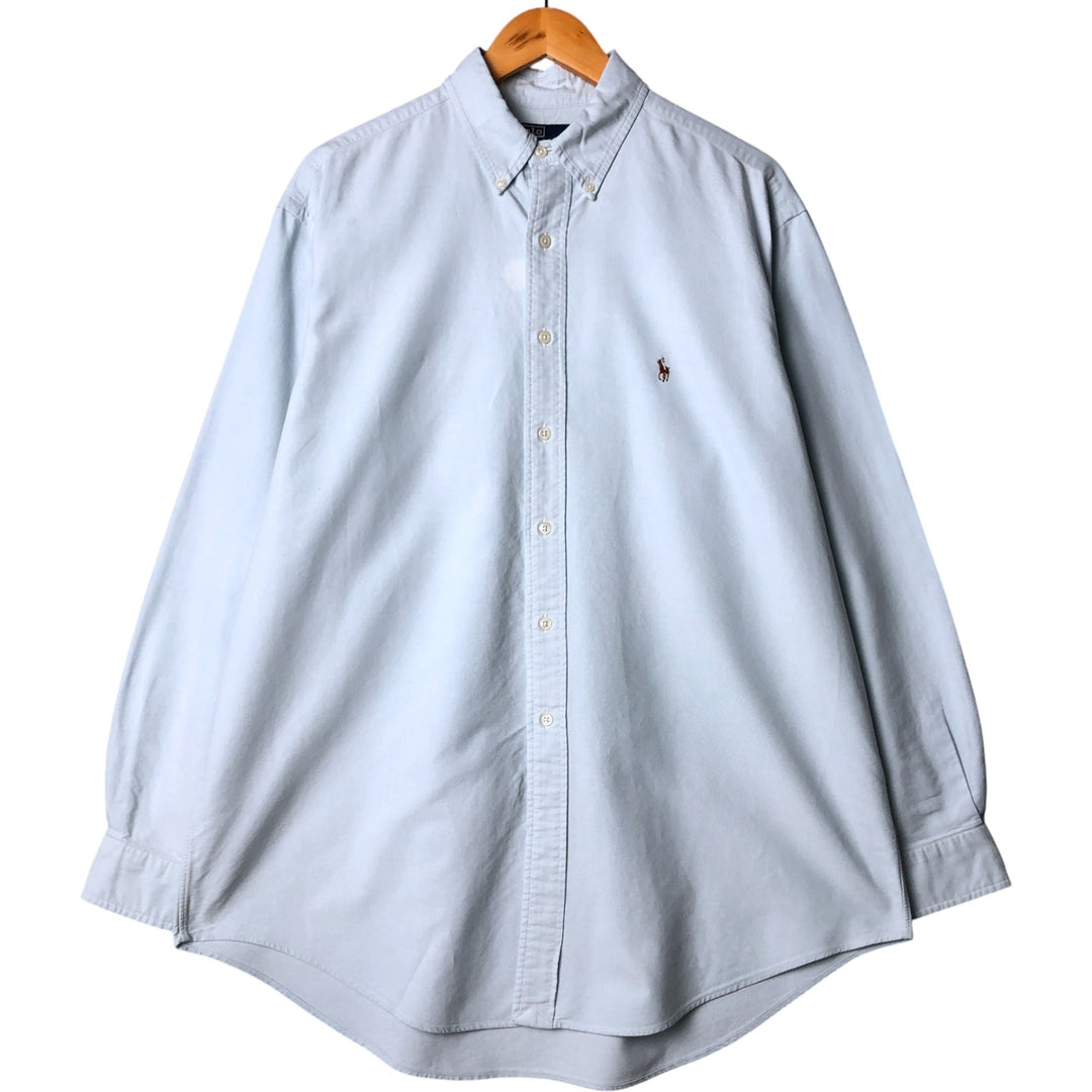 Ralph Lauren POLO by Ralph Lauren long sleeve button down shirt, men's size L cotton Blue type light blue Vintage Second Hand
