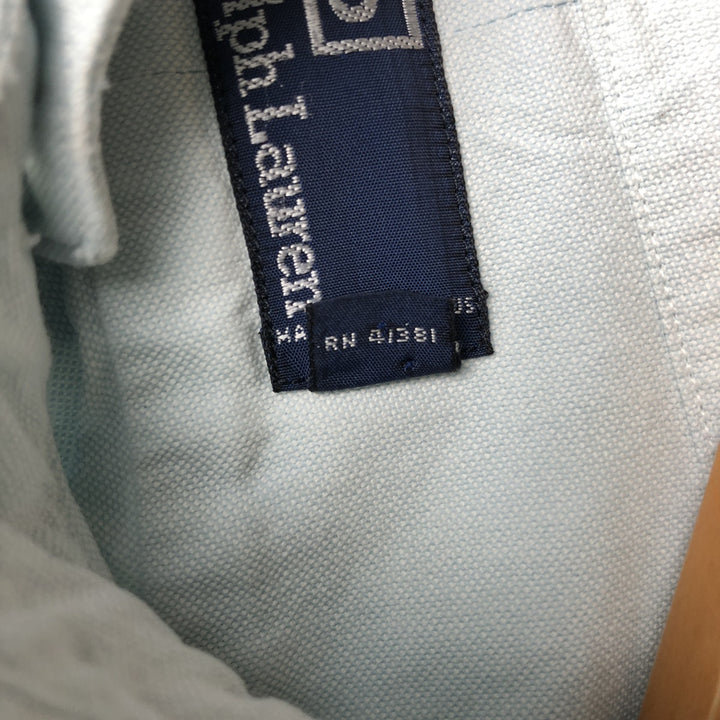 Ralph Lauren POLO by Ralph Lauren long sleeve button down shirt, men's size L cotton Blue type light blue Vintage Second Hand