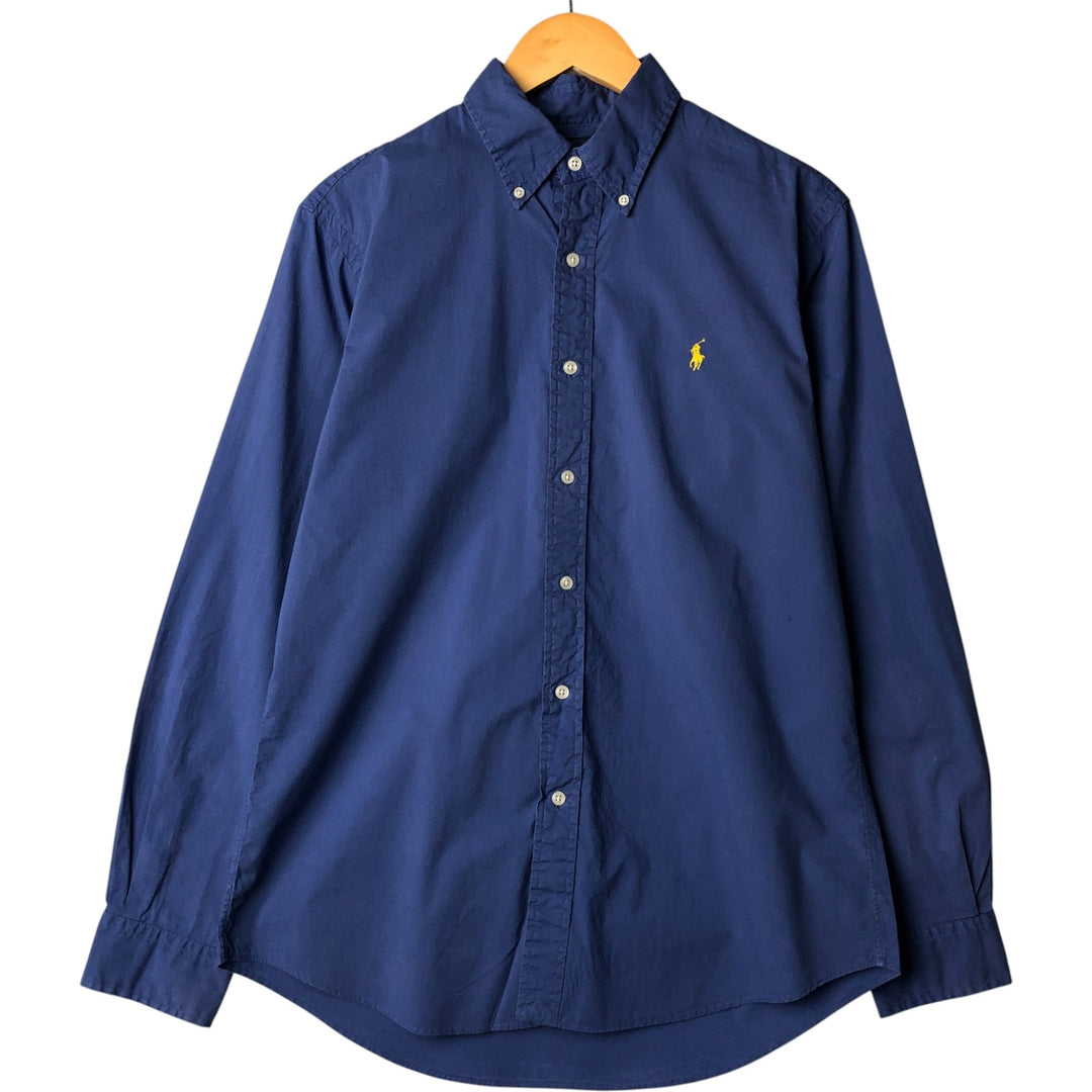 Ralph Lauren CUSTOM FIT long sleeve button down shirt, men's size M cotton navy blue type Vintage Second Hand