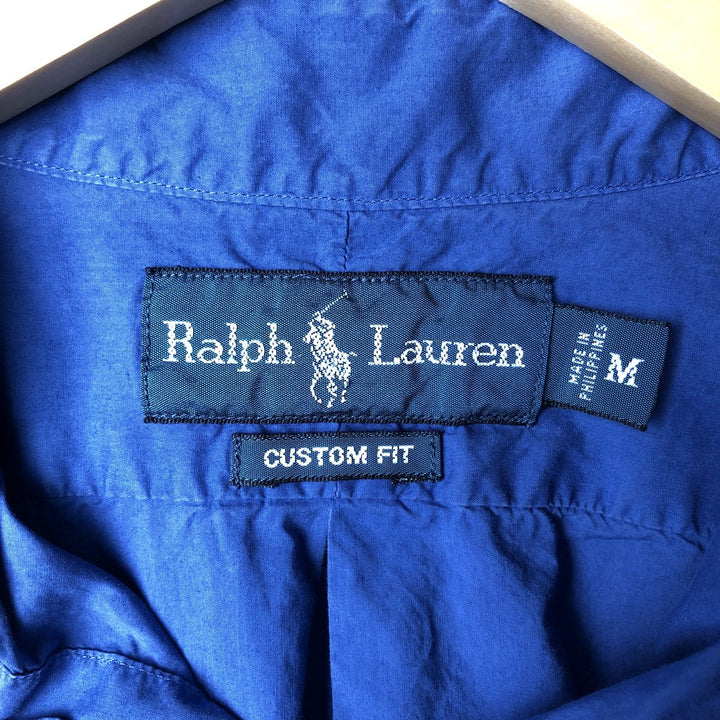 Ralph Lauren CUSTOM FIT long sleeve button down shirt, men's size M cotton navy blue type Vintage Second Hand
