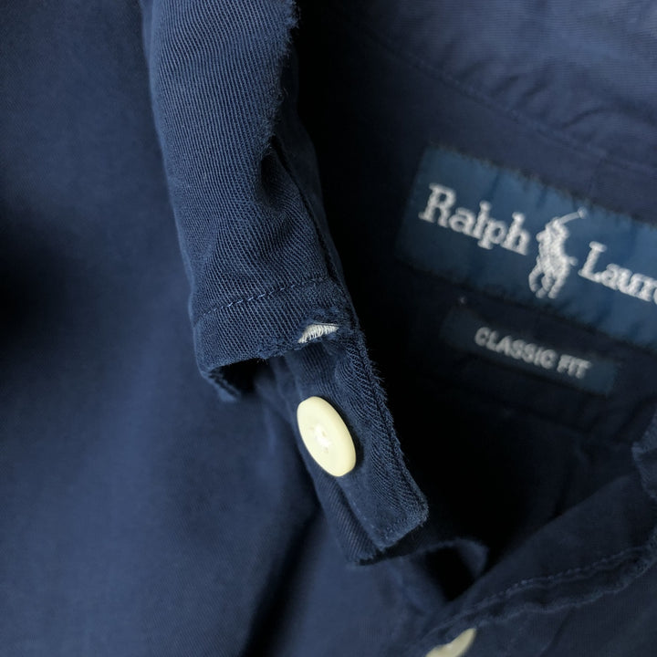 Ralph Lauren Classic Fit Long Sleeve Button Down Shirt, Men's Size L cotton navy blue type Vintage Second Hand