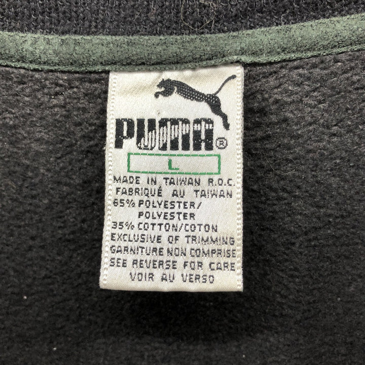 80'S PUMA logo sweatshirt, men's size L, vintage polyester black type Vintage Second Hand