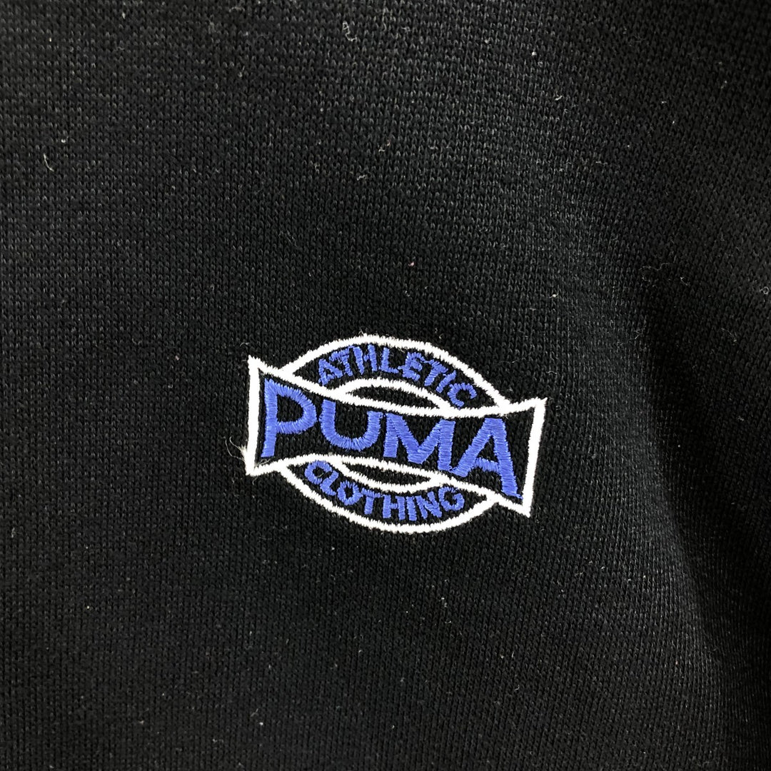 80'S PUMA logo sweatshirt, men's size L, vintage polyester black type Vintage Second Hand