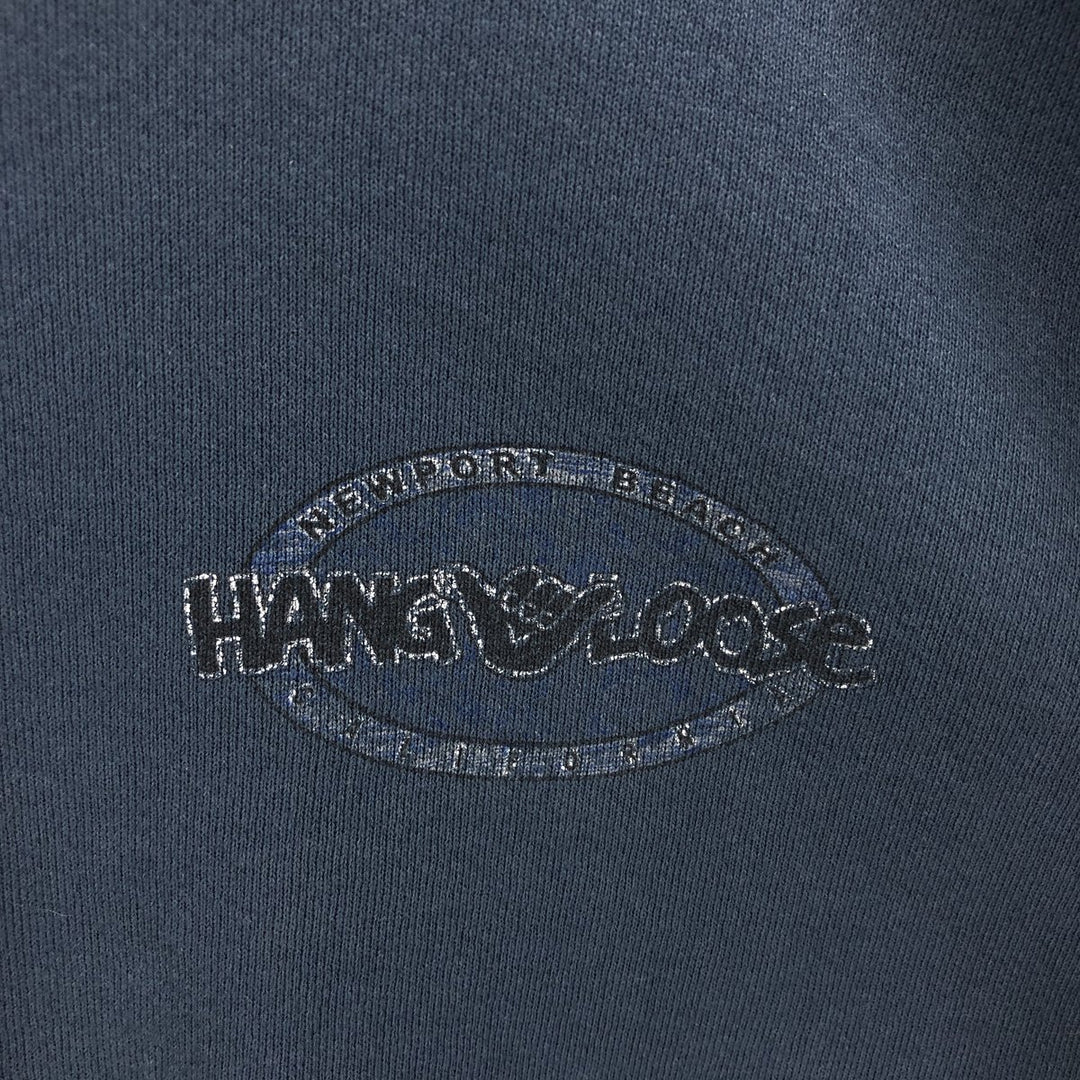 2000'S Hanes HANG LOOSE logo sweatshirt, men's size M cotton Green type dark green Vintage Second Hand