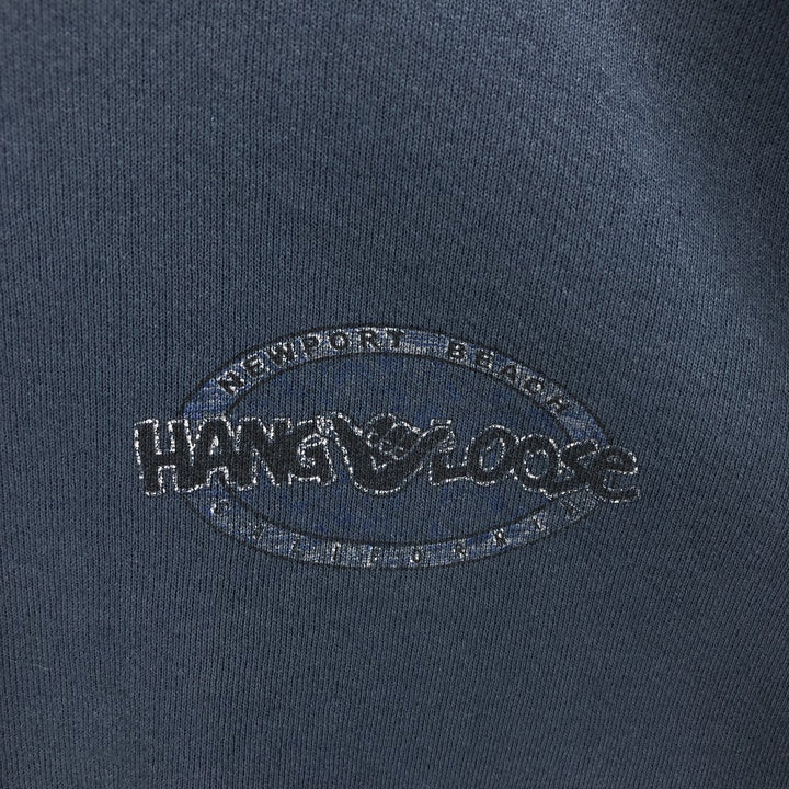 2000'S Hanes HANG LOOSE logo sweatshirt, men's size M cotton Green type dark green Vintage Second Hand
