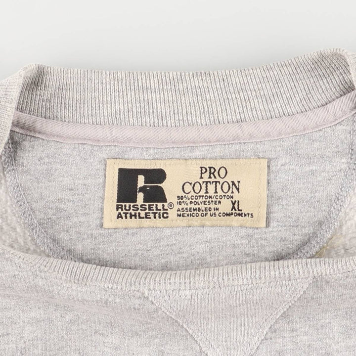 Vintage 90'S Russell PRO COTTON college sweatshirt, men's size XL cotton gray type Vintage Second Hand