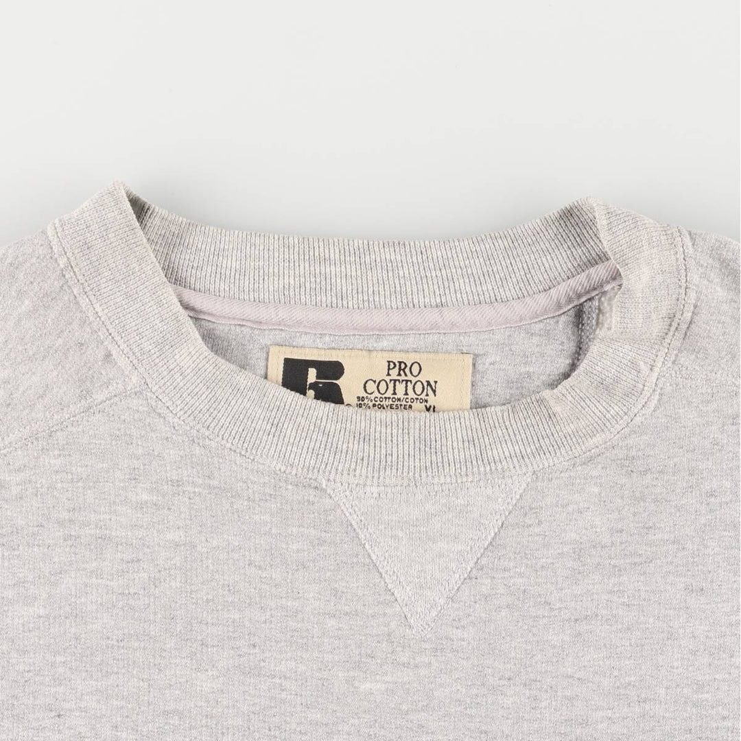 Vintage 90'S Russell PRO COTTON college sweatshirt, men's size XL cotton gray type Vintage Second Hand