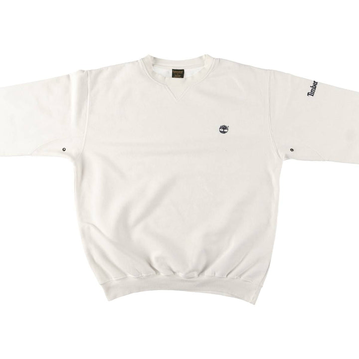 90s-00'S Timberland WEATHERGEAR logo sweatshirt, men's size small cotton white type Vintage Second Hand