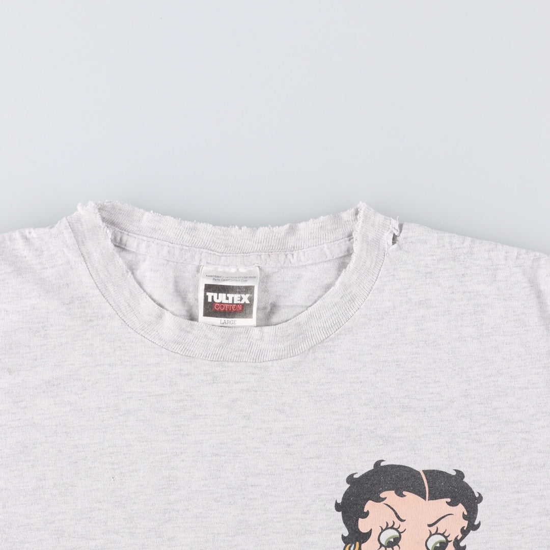 Vintage 90'S Tultex Betty Boop character print T-shirt, men's size L cotton gray type Vintage Second Hand