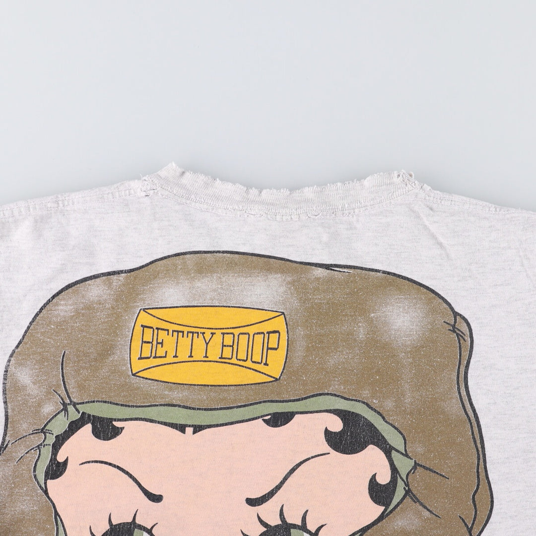 Vintage 90'S Tultex Betty Boop character print T-shirt, men's size L cotton gray type Vintage Second Hand