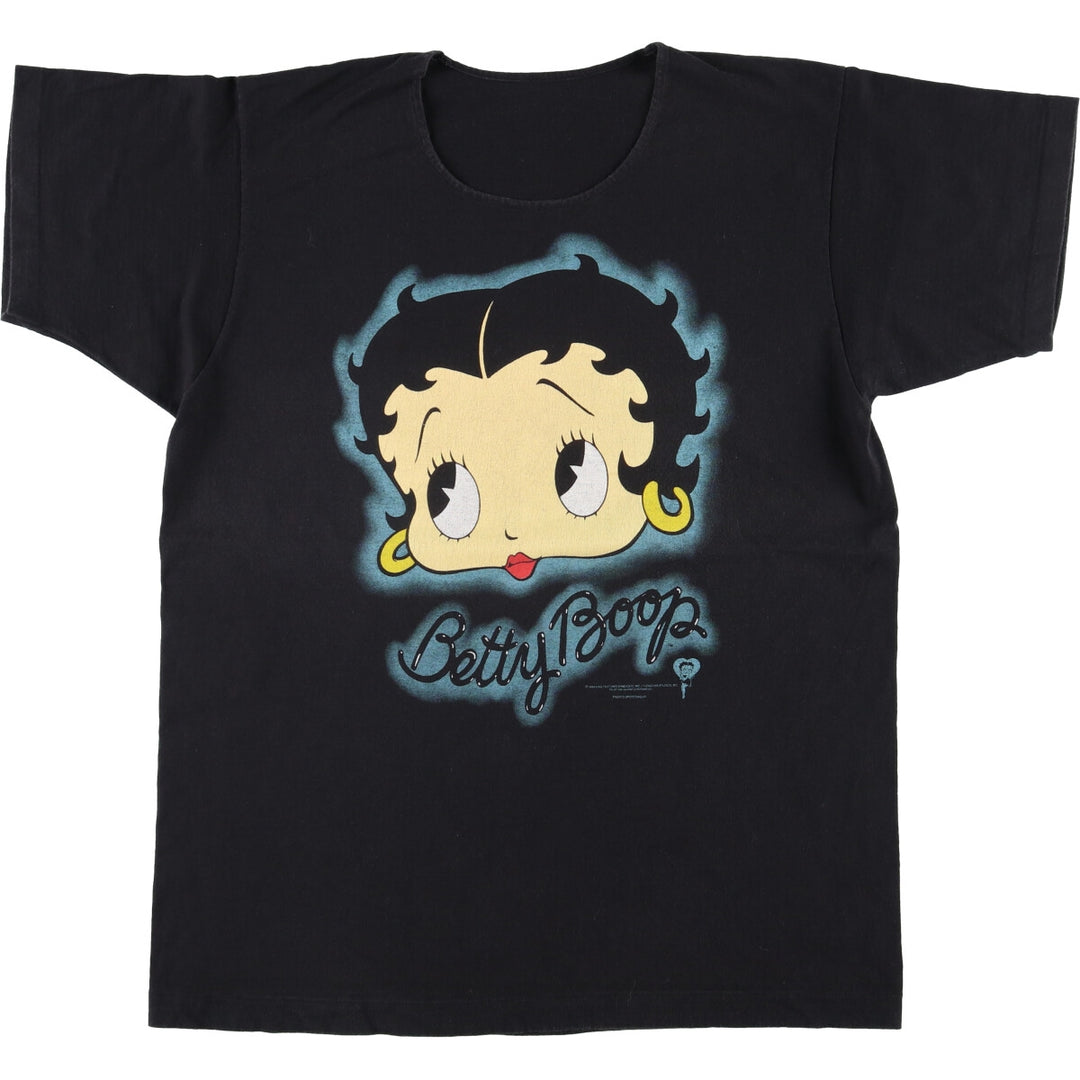 Vintage 90'S BETTY BOOP character print T-shirt, men's size L unclear black type Vintage Second Hand