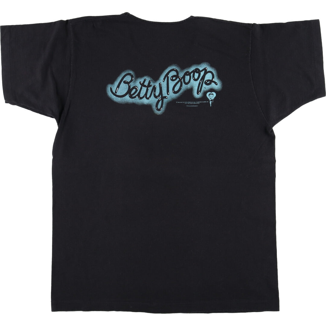 Vintage 90'S BETTY BOOP character print T-shirt, men's size L unclear black type Vintage Second Hand