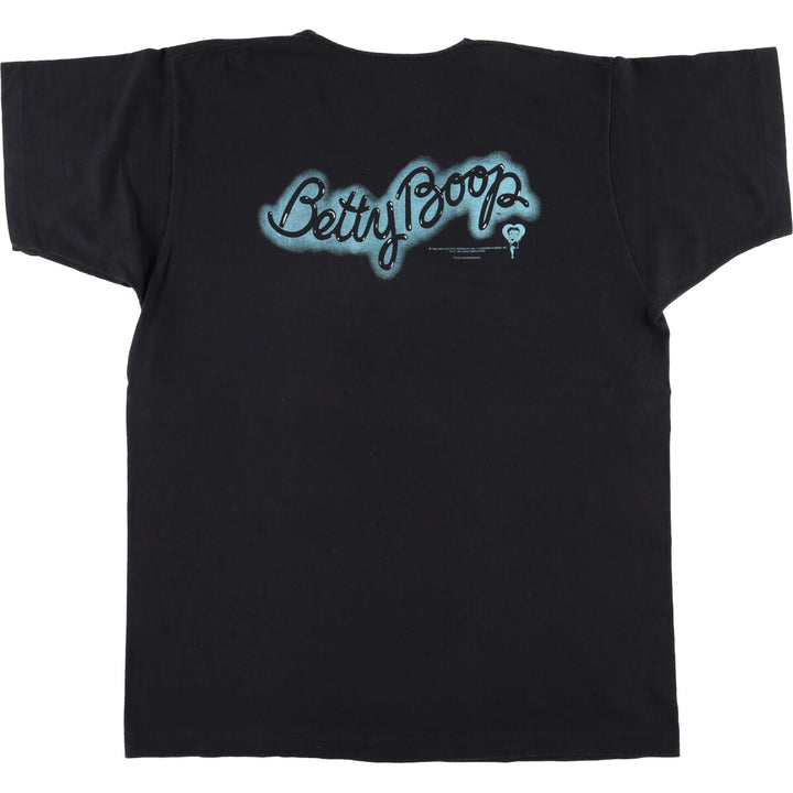 Vintage 90'S BETTY BOOP character print T-shirt, men's size L unclear black type Vintage Second Hand