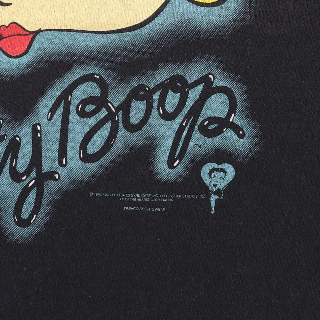 Vintage 90'S BETTY BOOP character print T-shirt, men's size L unclear black type Vintage Second Hand