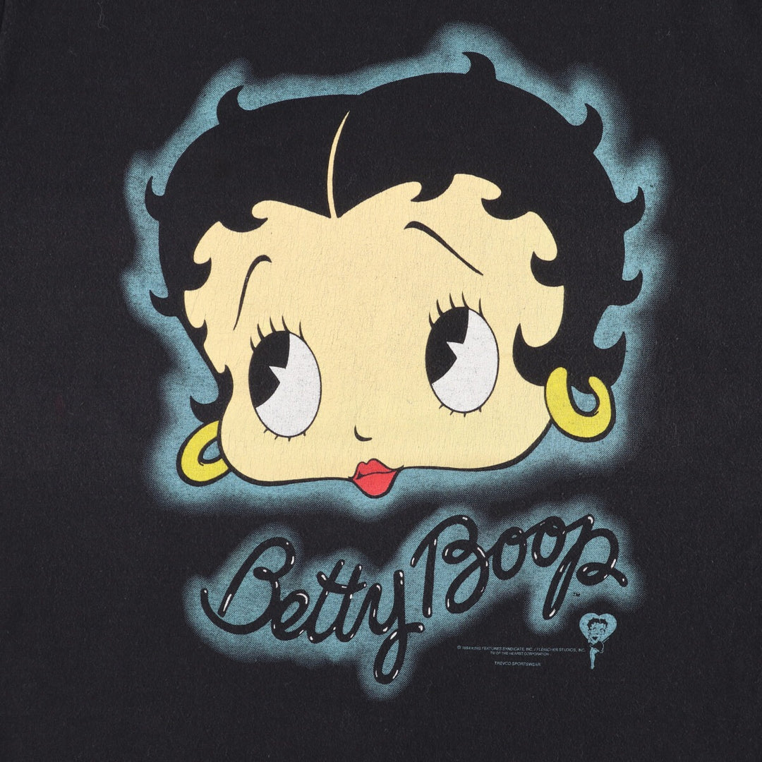 Vintage 90'S BETTY BOOP character print T-shirt, men's size L unclear black type Vintage Second Hand