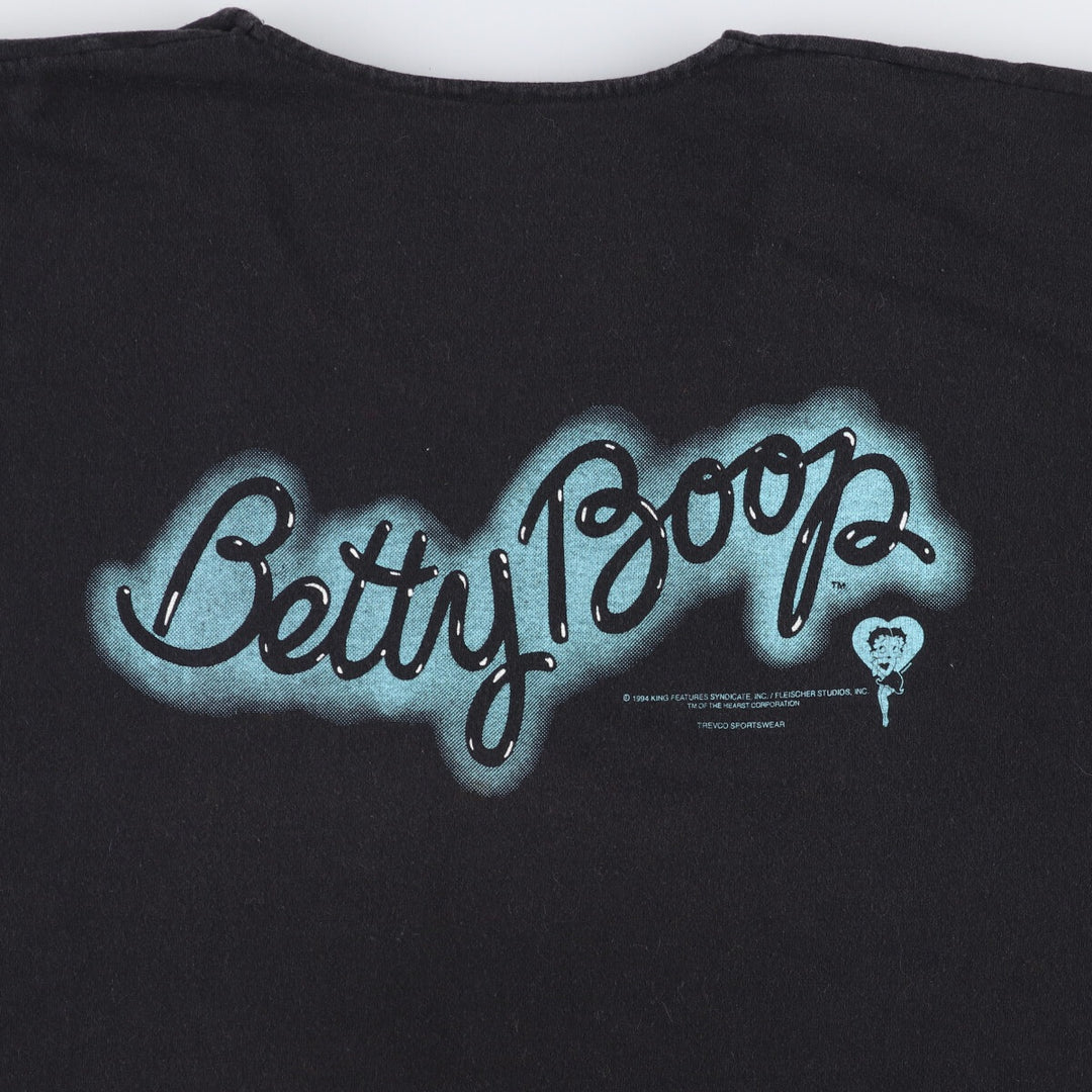 Vintage 90'S BETTY BOOP character print T-shirt, men's size L unclear black type Vintage Second Hand