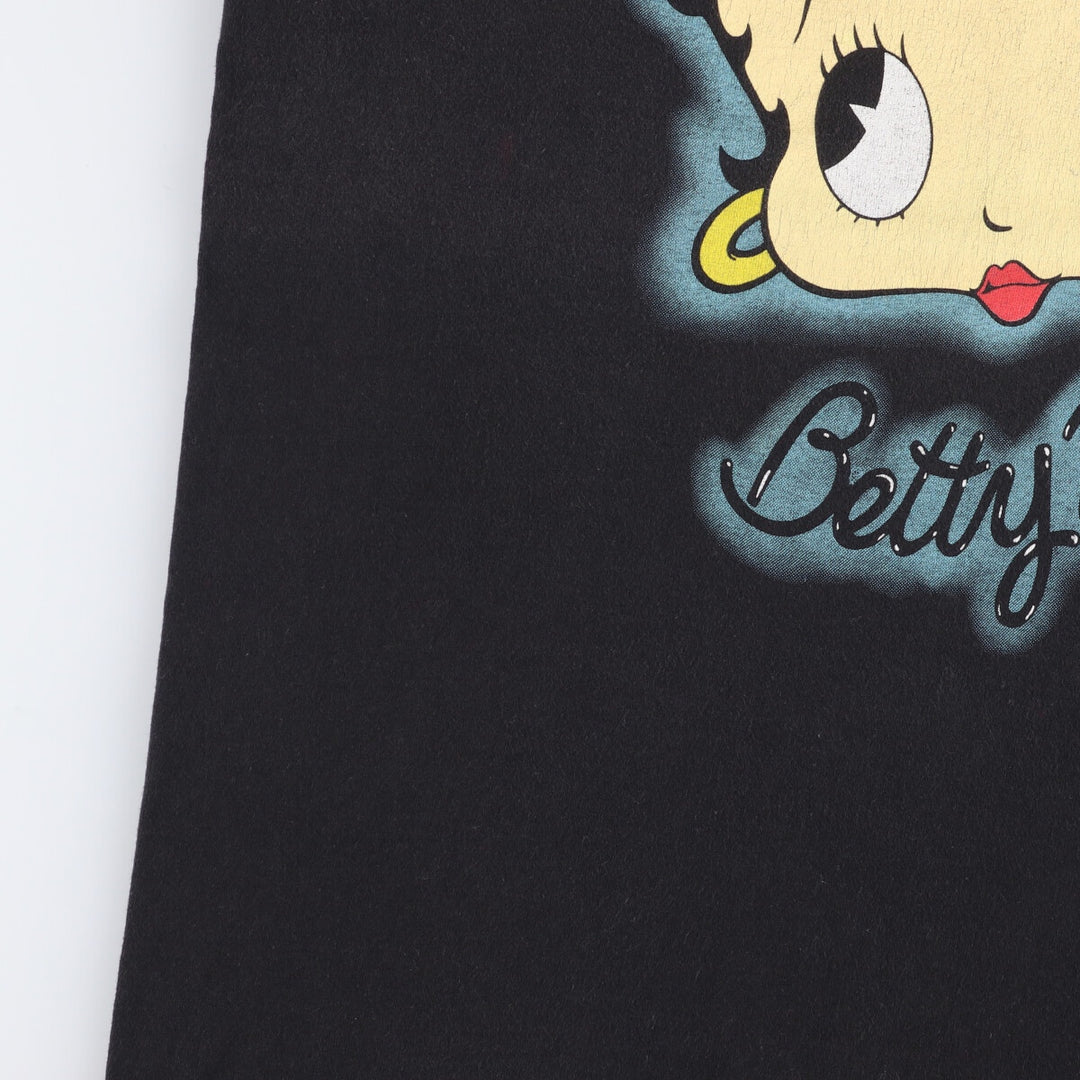 Vintage 90'S BETTY BOOP character print T-shirt, men's size L unclear black type Vintage Second Hand