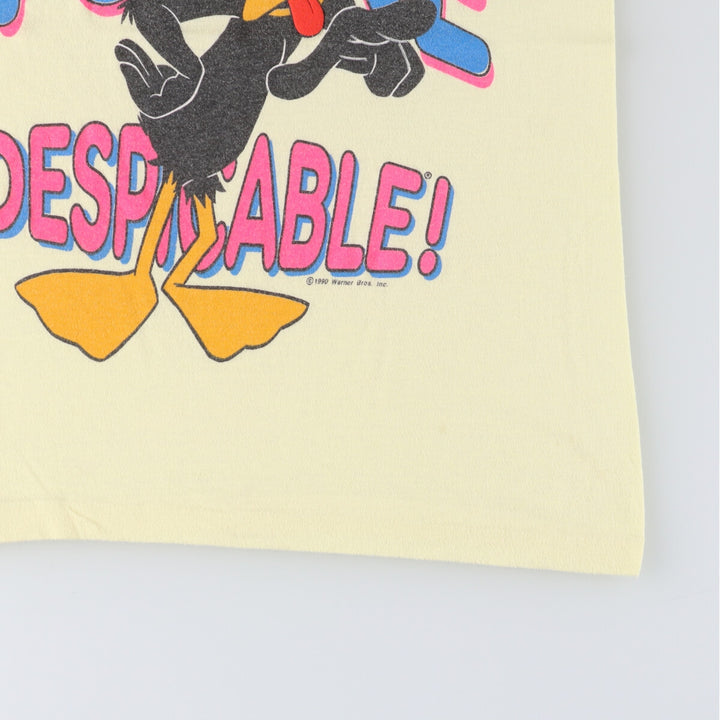 Vintage 90'S SHERRY Looney Tunes Daffy Duck character print T-shirt, women's size small polyester yellow type Vintage Second Hand